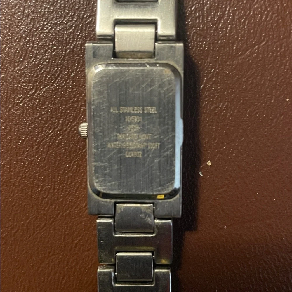 Ann Klein Steel Diamond rectangle watch